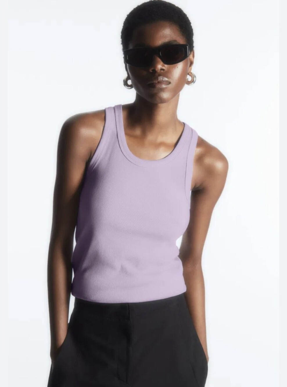 COS Lavender Ribbed Tank Top Size Large Casual Layering Everyday Closet Staple